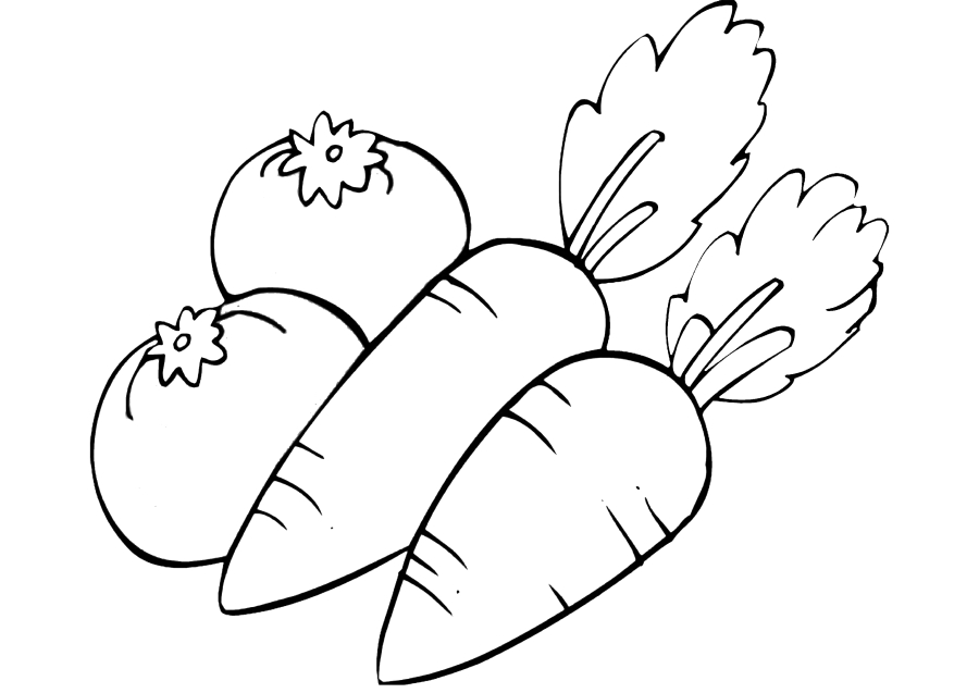Coloring page Four vegetables Print
